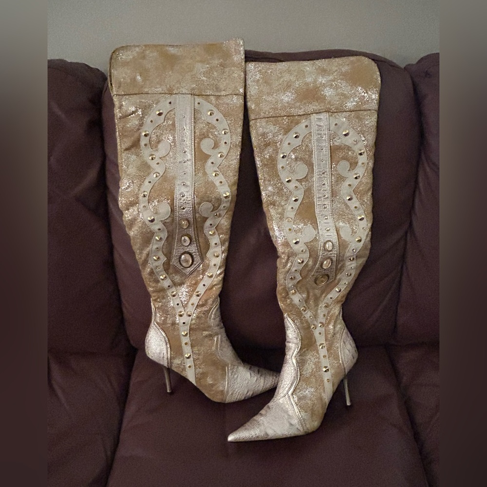 High Fashion Rhinestone Leather Boots, Sexy Dressy Cowgirl Style